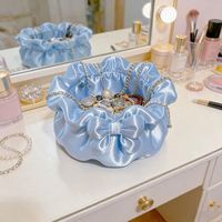 Boîte de rangement de bureau en forme de pétale avec nœud décoratif, bol de rangement pour bijoux, cadeau pour fille