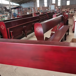 Panca in Legno Massello per Chiesa con Cuscino per Piegarsi in Ginocchio, per Sala di <span class=keywords><strong>Preghiera</strong></span>, Luoghi Religiosi, Celebrazioni Eucaristiche - Product Image 5