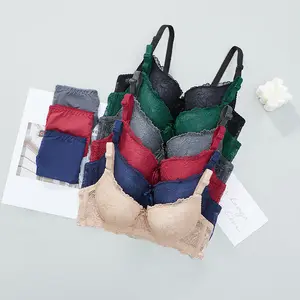 Factory Wholesale Women Gathered Breathable Bra and Women Underwear Set