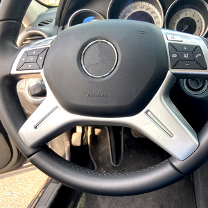 Mercedes-Benz Steering Wheel Trim Carbon Fiber Silver 3 Spokes ABS Classic Style For C E GLK CLS M-Class W204 W212 - Product Image 2