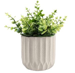 Maceta Moderna Blanca con Rayas de 5 Pulgadas, Maceta de Cerámica con Orificios de Drenaje para Jardín - Product Image 1