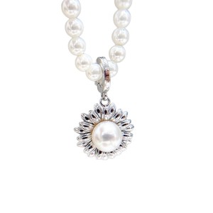 31386DIY Pearl Accessories S925 <b>Silver</b> Pendant with 7-8mm Round <b>Beads</b> Female Air Holder Concealer Gold Plated Fashion Pendant - Product Image 5
