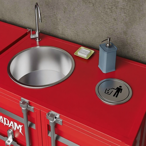 Lavabo a colonna in stile industriale con mobile integrato, lavandino commerciale per bagni industriali - Product Image 5