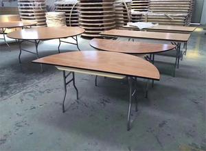 <span class=keywords><strong>Table</strong></span> pliante <span class=keywords><strong>en</strong></span> <span class=keywords><strong>bois</strong></span> demi-<span class=keywords><strong>ronde</strong></span> durable bon marché Offres Spéciales pour les banquets d'hôtel - Product Image 2