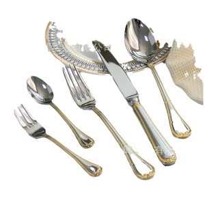 Ensemble de couverts en acier inoxydable Shiny-Jh Heart Series, acier 304, poli miroir, pour hôtel et restaurant - Product Image 1