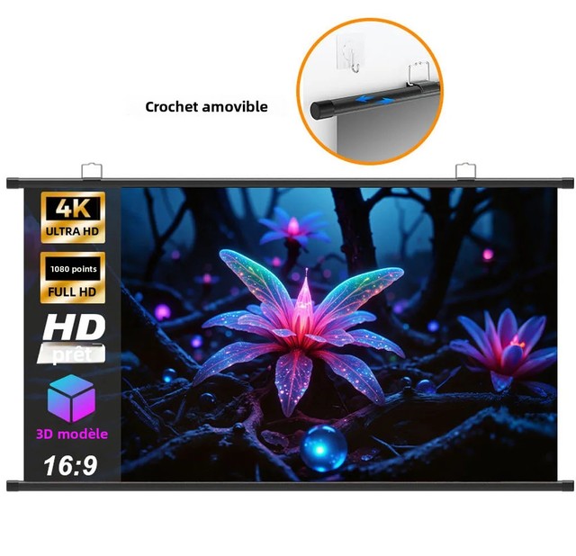 VIY 100inch 16:9 4K Anti-light Thick HD Projector Screen No-Hole Wall-mounted Home Projection Screen
