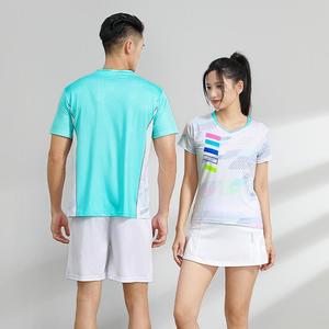 Kaos Olahraga Tenis Unisex Grosir ODM, Bahan Polyester Cepat Kering dan Bernapas, Atasan Badminton untuk Latihan Tim Klub - Product Image 2