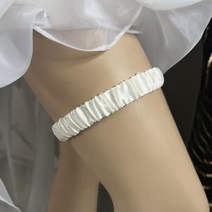 LOWOSAIWOR Jarretière de mariage <span class=keywords><strong>en</strong></span> tissu de <span class=keywords><strong>soie</strong></span> véritable pour les femmes Jarretière de mariée pour les filles Jarretière de jambe de mariée pour le mariage - Product Image 2