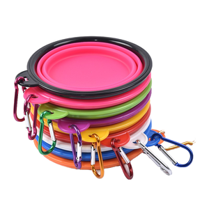Sıcak satış özel 2-in-1 katlanabilir silikon hayvan mama kabı katlanabilir kedi köpek maması su besleme seyahat çanaklar plastik su şişeleri - Product Image 1