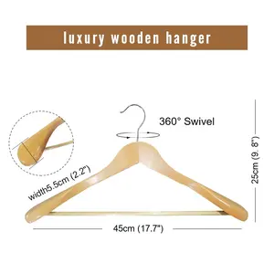 Owentek Fabrikant Anti-Slip Kleding Jas Houten Hanger Rek Perchas De Madera Volwassen Houten Doek Hanger Voor Kledingwinkel