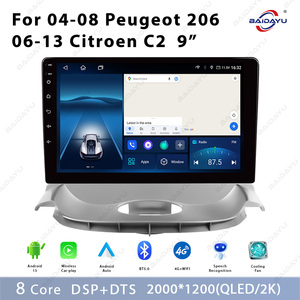 BAIDAYU Écran tactile multimédia pour voiture 9 pouces GPS USB CarPlay Android Auto Caméra de recul 04-08 Peugeot 206 06-13 Citroën <span class=keywords><strong>C2</strong></span> - Product Image 3