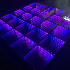 Disco Dj Stage Lights Tempered Glass Magnetic Infinity Mirror Panel 3d Effect LED Dance Floor For Wedding Party