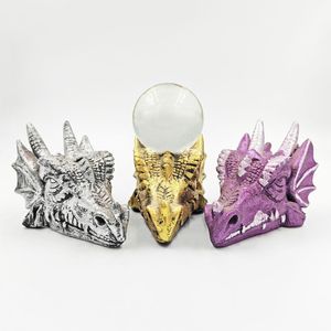 Escultura de Cabeza de Dragón de Resina Hecha a Mano Personalizada, Bola de Cristal, Decoración Creativa para el Hogar - Product Image 3