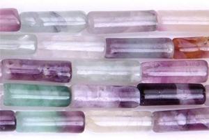 Tubo de fluorita de arcoíris de cristal de alta calidad, hebra de cuentas de tubo de piedras preciosas naturales, fabricación de joyas, cuentas sueltas, mayorista - Product Image 4