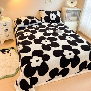 Couverture en <span class=keywords><strong>polaire</strong></span> sherpa florale, réversible, à motif de grandes fleurs, ultra douce, chaude et confortable - Product Image 1