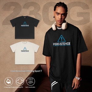 T-shirt da uomo oversize casual lavata e usurata <span class=keywords><strong>con</strong></span> stampa retrò stile street americano, 230 g/m², all'ingrosso - Product Image 1