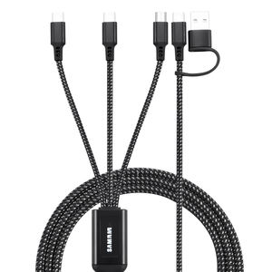 Logotipo brillante 4 en 1 Cable de carga rápida Max 66W Carga súper rápida <span class=keywords><strong>Adaptador</strong></span> de cargador de teléfono trenzado de nailon Tipo C - Product Image 5