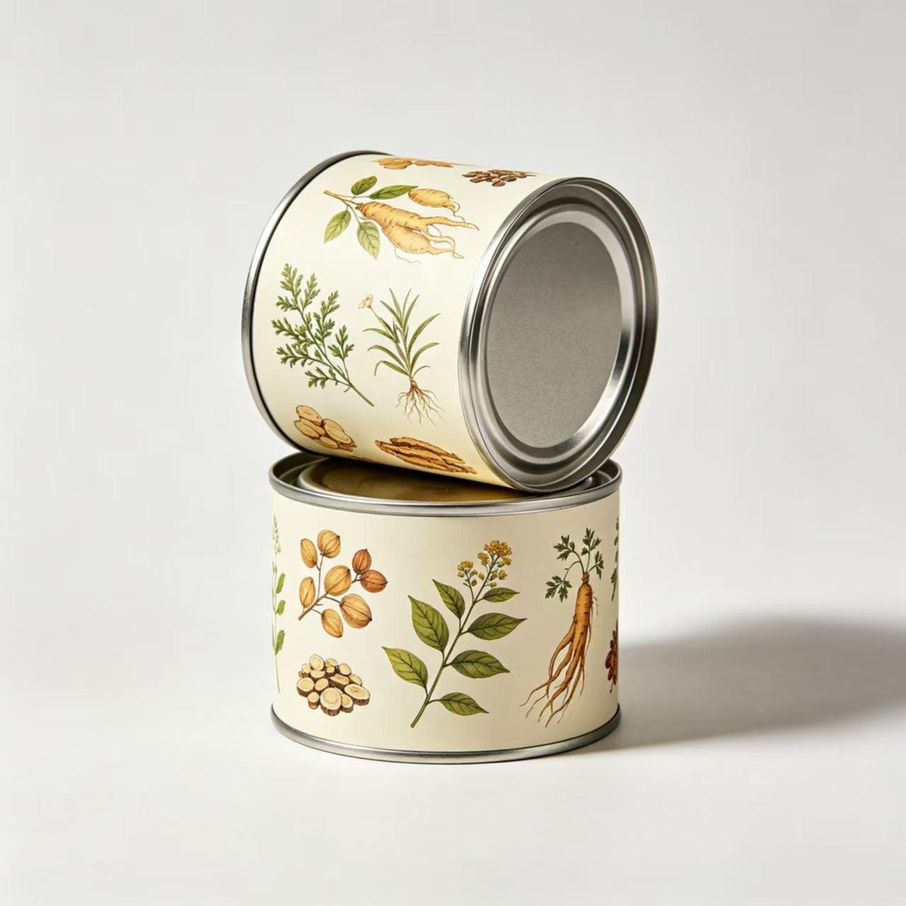 Food Grade Cylinder Metal Tin Can Pull-Ring Sealed Lacquered Surface Offset Printed Container for Chinese Herbal Medicine Powder