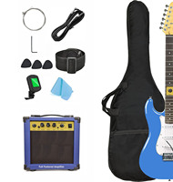Gitar Elektrik Kayu Solid Bersertifikasi ST FCC 10 Watt Amplifier Kit Lengkap-Ramah Pemula Finishing Mengkilap Termasuk Tuner dan Tas