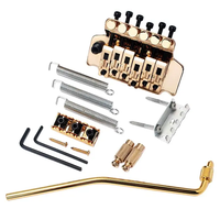 Sistem sadel ponsel isi 6 inci warna emas, komponen sadel dua senar, jembatan gitar listrik tremolo untuk Aksesori instrumen senar