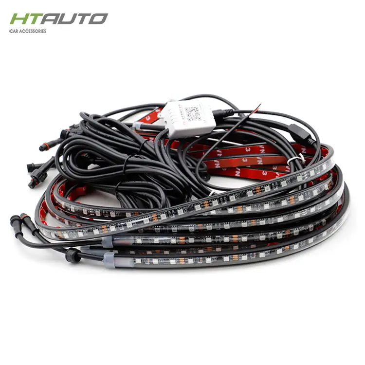 HTAUTO LED Under car decoration Glow light Show Car RGB Light Kit APP control 5050 LED Strip