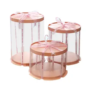 take away circle white round tall wedding clear transparent acetate cake packaging gift supplies boxes carton for gifts