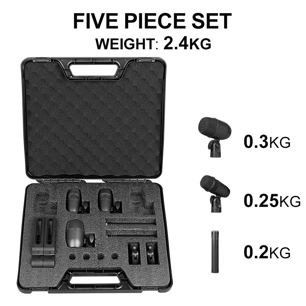 GM5 Professional Drum Microphone Kit - 5 Pcs for Stage