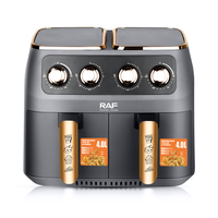 Freidora de Aire Doble RAF 2800W 4L 0-200C con Temporizador para Pollo y Patatas Fritas, Cocina Familiar 220-240V