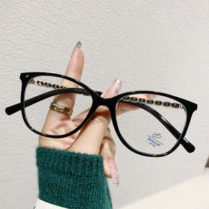 Monture de lunettes anti-lumière bleue œil de chat style Zhou Xun, monture intégrale TR90 pour femme, verres plats, protection UV400 YC3408 D1 - Product Image 5