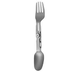 Juego de tenedor y cuchara plegables de titanio puro, utensilio de camping plegable, ligero y portátil, equipo para exteriores - Product Image 3