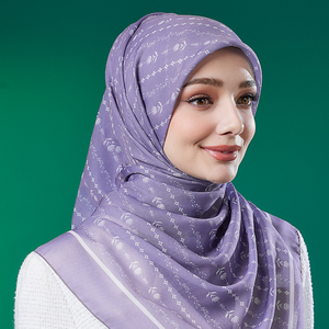 Tudung Bawal Écharpe imprimée en voile de coton de qualité supérieure Hijab à impression numérique florale avec service personnalisé Motif de lettre Bawal carré - Product Image 2