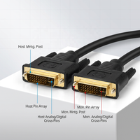 Câble DVI double liaison 24+5 mâle-mâle DVI-I haute définition pour moniteur PC et téléviseur, marque OEM, longueurs optionnelles : 0,5m, 1m, 3m, 10m, 15m