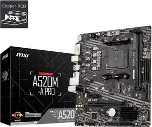 Tarjeta Madre para Juegos MSI A520M-A PRO, AMD 5000 AM4, DDR4, PCIe 3.0, SATA 6Gb/s, M.2, USB <span class=keywords><strong>3.2</strong></span> Gen 1, DVI, ATX, Capacidad de RAM de 64GB - Product Image 1