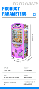 JoyoGame <span class=keywords><strong>Super</strong></span> Box3 Grue à pinces moyenne pour poupées Coineki 14cm, à monnayeur, 110/220V, Garantie 1 an, Version anglaise pour centre commercial - Product Image 2