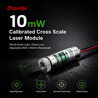 Module laser calibré ZhonNa 10mW à échelle croisée, lumière rouge et verte, lentille en verre, diode réglable pour le positionnement des instruments optiques