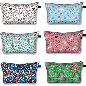 Bolsas de cosméticos con estampado de enfermera para <span class=keywords><strong>mujer</strong></span>, bolso de almacenamiento portátil de viaje informal encantador, bolsa de maquillaje, artículos de aseo personal, gran oferta - Product Image 6