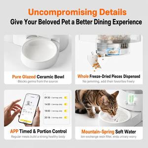 Distributeur automatique d'eau et de nourriture pour animaux de compagnie 3 en 1 intelligent avec caméra WiFi, contrôle par application, distribution programmée, réservoir de 4 L et réservoir de 3 L - Product Image 3
