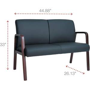 Sofá de Dos Plazas Alera Serie Reception Lounge, Madera, 44.88 Ancho x 26.13 Profundidad x 33 Alto, Negro/Mogoní, para Apartamento, Vestíbulo, Sala de Estar - Product Image 4