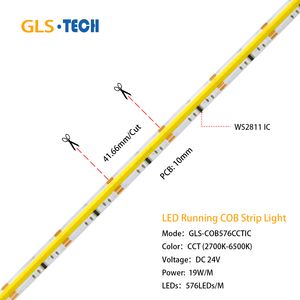 Double Color COB Smart <strong>Running</strong> CCT LED Strip <strong>Light</strong> 576LED Flowing Water Effect Remote Control 24V SPI Controller WS2811 24V - Product Image 2