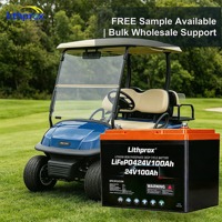 Batterie LiFePO4 chauffée basse température 24V 100AH avec prise RS485 Anderson pour voiturette de golf, camping-car, charge lourde, 6000 cycles, CE RoHS IP67