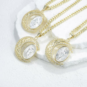 Collar con Colgante de Lujo de Oro y Plata con Cruz de Jerusalén, Joyería Cristiana de <span class=keywords><strong>Jesús</strong></span>, Virgen María, San Judas Arcángel - Product Image 5