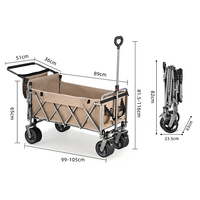 Chariot pliable portable, chariot de camping, chariot de plage, chariot pliable en Oxford 600D, capacité de charge de 200 kg, poignée réglable pour pousser et tirer