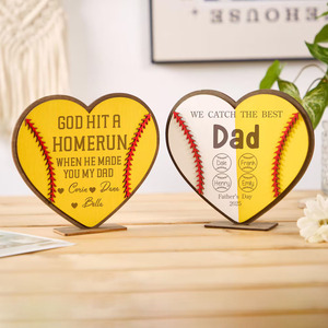 <span class=keywords><strong>Plaque</strong></span> <span class=keywords><strong>personnalisée</strong></span> en bois en forme de cœur pour baseball/softball, avec nom sur mesure, cadeau fête des pères, cadeau d'anniversaire, décoration intérieure, ornement de <span class=keywords><strong>bureau</strong></span> - Product Image 4