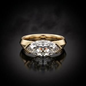 Bague de fiançailles solitaire East West en diamant de laboratoire taille marquise certifié IGI, or 10K 14K 18K, argent 925 935, rhodium de luxe - Product Image 1