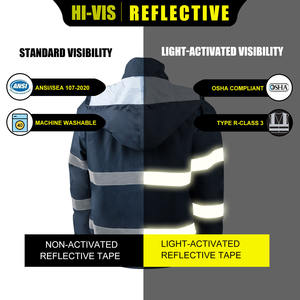 Chaquetas de Trabajo Impermeables y Reflectantes de <span class=keywords><strong>Alta</strong></span> <span class=keywords><strong>Visibilidad</strong></span> ANSI Clase 1 en Tela Oxford 300D para Hombre con Logotipo Personalizado - Uso en Construcción/Carreteras - Product Image 5