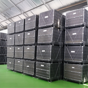 Conteneur en fil métallique préformé en acier doux Q235 galvanisé à chaud, durable pour le transport de métaux, avec guide pour chariot élévateur - Product Image 1