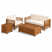 Ensemble de canapés d'extérieur en teck massif de luxe européen moderne, mobilier de jardin et de terrasse, fauteuil avec coussin à séchage rapide, table basse, hôtel