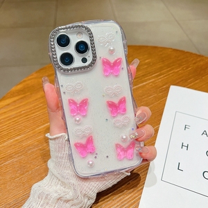 Custodia Protettiva per Fotocamera con Design 3D a Farfalla, Glitter Lucido, Strass e Perle per <span class=keywords><strong>Oppo</strong></span> A5 Pro, Cover per Ragazze - Product Image 5