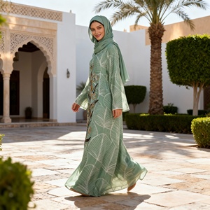 Abaya de luxe à empiècements 3D, robe élégante sur mesure pour femmes musulmanes, fabricant d'Abaya OEM ODM pour les fêtes et les mariages - Product Image 4