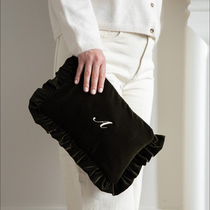 Borsa Cosmetica in Velluto con Cerniera e Volant in Cotone, Personalizzabile con Logo, Eco-friendly, a Quadretti Marroni, <span class=keywords><strong>per</strong></span> Donna - Collezione 2026 - Product Image 4